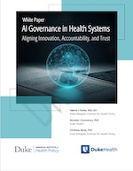 Cover of White Paper: AI Governance in Health Systems: Aligning Innovation, Accountability, and Trust