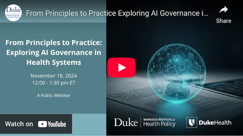 Screenshot of Youtube video for Duke-Margolis Institute for Health Policy Collaboration