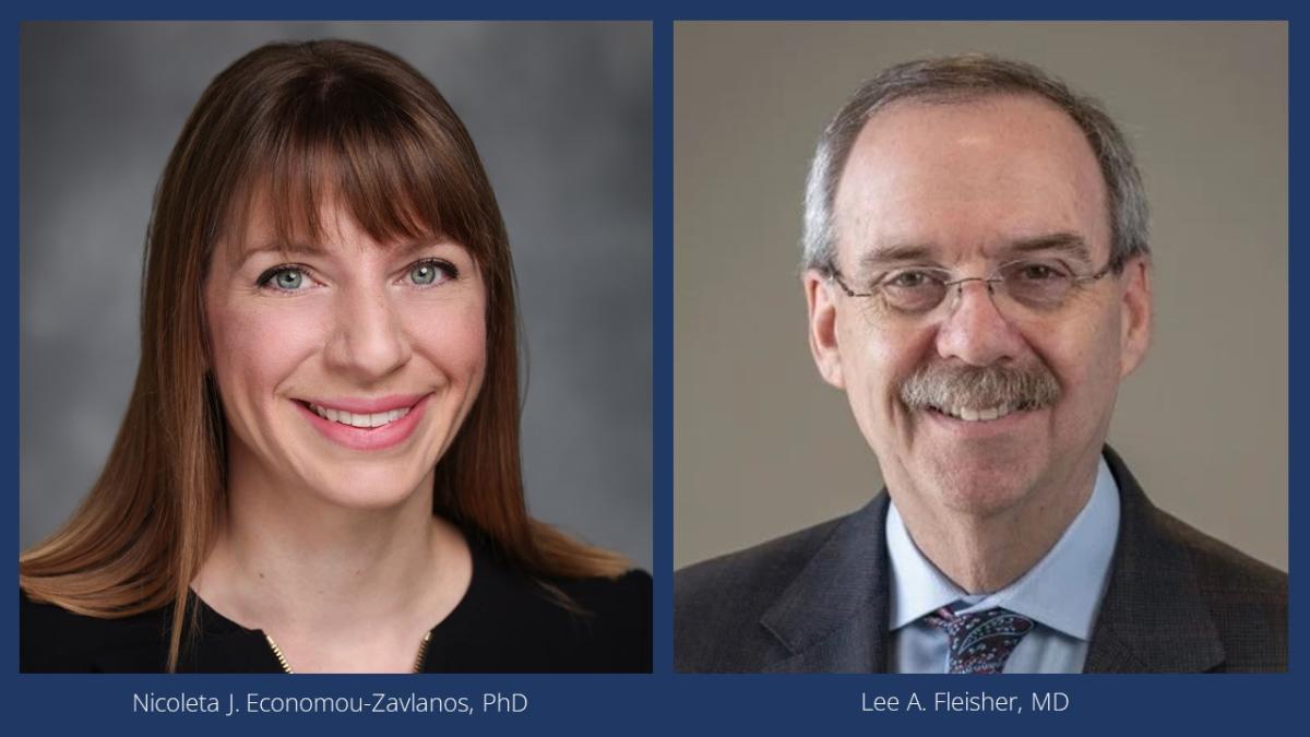Headshots of Nicoleta Economou, PhD, and University of Pennsylvania’s Lee Fleisher, MD