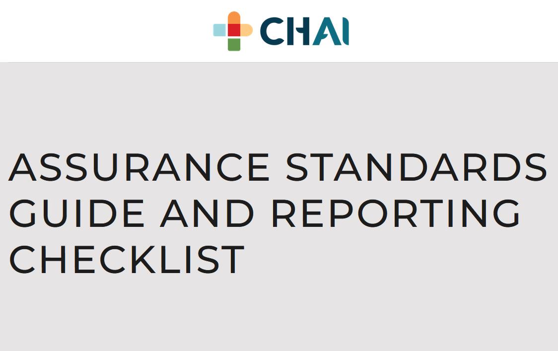 Graphic with words CHAI ASSURANCE STANDARDS GUIDE AND REPORTING CHECKLIST
