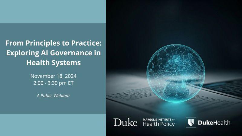 From Principles to Practice: Exploring Al Governance in Health Systems event ad