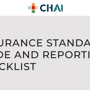 Graphic with words CHAI ASSURANCE STANDARDS GUIDE AND REPORTING CHECKLIST