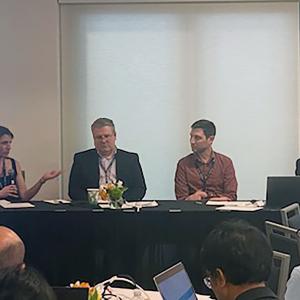 Nicoleta Economou, PhD, Benjamin Goldstein, PhD, and two others on discussion panel